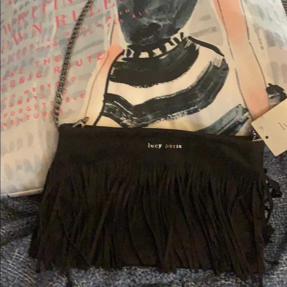 Lucy Paris suede fringe handbag